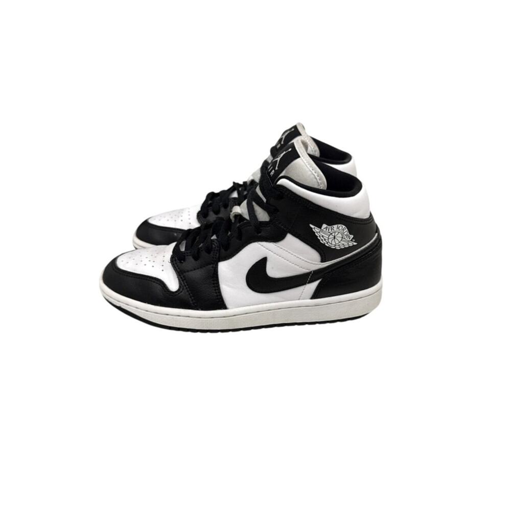 Nike Air Jordan 1 Mid 'Panda' Black White Sneakers Size Women's 8.5